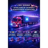 Ziventa Çek Bırak Tır 32CM Ayrılabilir Dorseli Konteyner Kamyon Açılabilir Bagaj/kapı Diecast Metal Oyuncak - Gri - Kırmızı