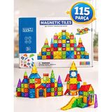 Ziventa Magnetic Tiles 115 Parça Manyetik Yapı Blokları Eğitici STEM Oyuncak İnşa Oyuncağı Zeka Geliştirici - 115 PARÇA / 115 PCS