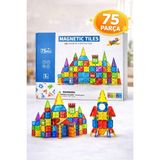 Ziventa Magnetic Tiles 75 Parça Manyetik Yapı Blokları Eğitici Stem Oyuncak Inşa Oyuncağı Zeka Geliştirici - 75 PARÇA / 75 PCS