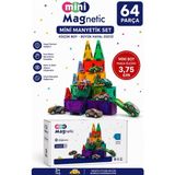 Ziventa Mini Manyetik Blok Seti 64 Parça Arabalı Manyetik Yapı Oyuncağı 3,75 cm Küçük Boy Magnet Blok - Çok Renkli