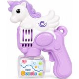 Ziventa Unicorn Baloncuk Tabancası Işıklı Otomatik Köpük Makinesi 19 Delikli Çocuk Oyuncağı Bubble Gun Kabarcık - Mor