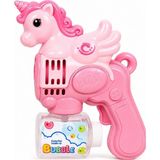 Ziventa Unicorn Baloncuk Tabancası Işıklı Otomatik Köpük Makinesi 19 Delikli Çocuk Oyuncağı Bubble Gun Kabarcık - Pembe