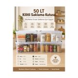 ZİVORA 4 Adet 50 LT Tekerlekli Kilitli Ev Mutfak ve Kamp Saklama Kutusu Şeffaf Plastik Organizer Düzenleyici Kutu