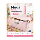 ZİVORA 80 LT Kilitli Saklama Kutusu Mega Oyuncak Düzenleyici Tekerlekli Kutu 76x40x36 cm 1 Adet