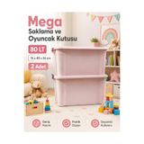 ZİVORA 80 LT Kilitli Saklama Kutusu Mega Oyuncak Düzenleyici Tekerlekli Kutu 76x40x36 cm 2 Adet