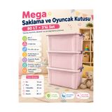 ZİVORA 80 LT Kilitli Saklama Kutusu Mega Oyuncak Düzenleyici Tekerlekli Kutu 76x40x36 cm 3 Adet