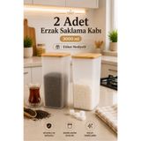 Zivora Home 2'li 3000 ml Beyaz Un Çay & Şeker Saklama Kabı – Etiketli Hava Almaz Mutfak Düzenleyici Erzak Kutusu