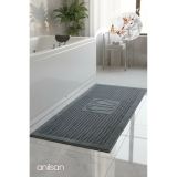 Zivra Antrasit Ayak Havlusu - 60x130cm, 690gr, %100 Pamuk, Spa Ve Otel Banyo Paspası, Günlük Kullanıma Antrasit