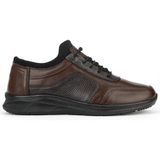 Ziya, Erkek Hakiki Deri Sneaker 153423Z69 Kahve-K.kahve - Kahverengi - Koyu Kahverengi