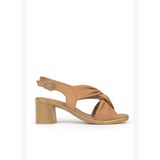 Ziya, Kadın Hakiki Deri Topuklu Sandalet 1611020Z2213 Camel