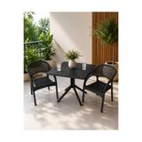 ZİYNET HOME 2 Kişilik Rattan Görünümlü Balkon Bahçe Masa Sandalye Takımı 80x80 cm masa | Gizli Demir Şaseli