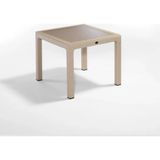 Ziynet Home 90X90 Rattan Camlı Masa Balkon Bahçe Teras Cafe Masası Kare Rattan Masa - Bej