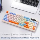 Ziyoulang M96 Bluetooth/2.4g Kablosuz Klavye Işıklı USB Type-C Kablolu Şarj Gösterge Panelli - Beyaz - Mavi