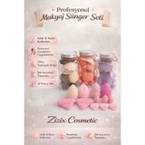 Zizix Cosmetic Profesyonel Makyaj Sünger – Beauty Blender Fondöten ve Pudra Süngeri Kavanozlu - çok renkli