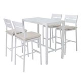 Zizuva 100x100x60 CM Beyaz Mutfak Masa ve 4 Adet Sandalye Takımı
