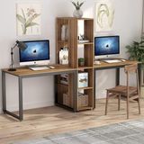 Zizuva 55x75 CM İki Kişilik Kitaplıklı Ceviz Çalışma Masası