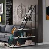 Zizuva Tasarım 120x30x180 CM Dekoratif Beyaz Piramit Kitaplık Modeli