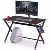 Zizuva Tasarım 140x75x70 CM Askılıklı Siyah Oyuncu ve Çalışma Masası