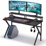 Zizuva Tasarım 140x90x60 CM Askılıklı Siyah Oyuncu ve Çalışma Masası