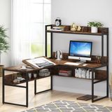 Zizuva Tasarım 166+140x60x75+144 CM L Model Ceviz Çizim ve Bilgisayar Masası