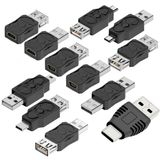 ZJKJHJY USB 2.0 Adaptör Seti USB/Tip C/Mikro/Mini Erkek - Dişi Dönüştürücü Konektörü (12 adet)