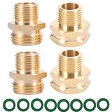 ZKZX Bahçe Hortumu Adaptörü, 3/4 "GHT Erkek x 1/2" NPT Erkek Konnektör 3/4 "GHT Dişi x 1/2" NPT Erkek Konnektör, Pirinç Borudan Bahçe Hortumuna Bağlantı Elemanı Ekstra 8 Kauçuk Yıkayıcı ile 4 adet Bağlayın