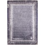 Zlatoust Gri Çerçeveli Modern Geometrik Etnik Desenli Boho Makinada Yıkanabilir Hafif Hav Toz Vermez Leke Tutmaz Kaymaz Taban Dijital Makine Baskı Halı Oturma Odası Salon Yolluk Koridor Mutfak Halısı