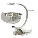 Zlongbow Tıraş Standı Gümüş Klasik Erkek Tıraş Fırçası Kase İle Standı, Banyo Tıraş Aleti Aksesuarları İçin Uygun Metal Tıraş Standı Tutucu