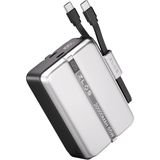 Zlos MA20 65W 20000MAH Süper Hızlı Şarj ve Entegre Lanyard Kablo Özellikli Mini Powerbank - Gümüş