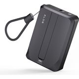 Zlos TINY10C 22.5W 10000 mAh Usb-C ve Lightning Dahili Kablolu Hızlı Şarj Destekli Taşınabilir Mini Powerbank TY10C - Antrasit