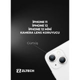 ZLTECH iPhone 11/12/12Mini Uyumlu Kamera Lens Koruyucu - Gümüş - iphone 11 12 12Mini