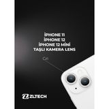 ZLTECH iPhone 11/12/12Mini Uyumlu Taşlı Kamera Lens Koruyucu - Gümüş