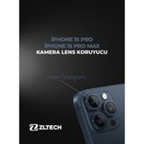 ZLTECH iPhone 15Pro/15Promax Uyumlu Kamera Lens Koruyucu - Titanyum - Mavi
