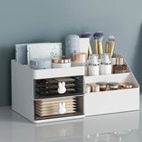 Zlxtxpor 2 Çekmeceli Makyaj Düzenleyici, Vanity, Banyo Organizatörleri ve Depolama için Tezgah Düzenleyici, Banyo ve Yatak Odası Masası Cilt Bakımı, Fırçalar, Göz Farı, Losyonlar İçin Kozmetik Düzenleyici