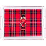 Zm Decor Ekose Kırmızı Kurşun Asker Desen Tepsi 22*30 cm