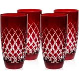 Zm Decor Kırmızı Meşrubat Bardağı 4'lü Set