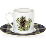 Zm Decor Yeşil Ekose Türk Kahve Fincanı - 1 Adet - 90 ml - Renkli