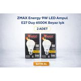 Zmax 9W Led Ampul E27 Duy 6500K Beyaz Işık 720 Lümen 60W Tasarruflu 2 Adet
