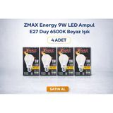Zmax 9W Led Ampul E27 Duy 6500K Beyaz Işık 720 Lümen 60W Tasarruflu 4 Adet