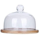 ZMQJEQANBG Kek Kutusu Seti Ahşap Tatlı Tabağı ve Cam Kapak Restoran Salatası Meyve Kubbesi Otel Ekmek Tepsisi Saklama (18 * 18 * 10 cm)