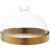 ZMQJEQANBG Kek Kutusu Seti Metal Tatlı Tabağı ve Cam Kapak Sandviç Tozu Kubbe Batı Restoran Biftek ve Ekmek Tepsisi Saklama (14 * 14 * 13,4 cm)