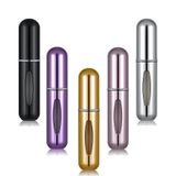 ZMREN 5 adet 5 ml parfüm spreyi, doldurulabilir parfüm şişesi, taşınabilir sprey, seyahat için, mini taşınabilir sprey şişesi, cep spreyi, altın, mor, pembe, siyah, (ZM-123)