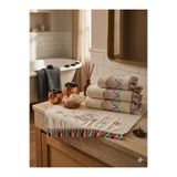 Z&N STYLE (3'LÜ SET) Annem Çeyizlik 50x90 Cm. Kanaviçe Çiçek Desenli Püsküllü Kadife Lüks Havlu Seti