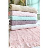 Z&N Style (6.Lı Set) Çeyizlik Püsküllü Jakarlı Lüks Bukle Saçaklı Havlu Seti 30X50 Cm