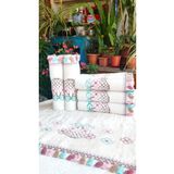 Z&N STYLE (6'LI SET) Annem Çeyizlik 50x90 Cm. Kanaviçe Çiçek Desenli Püsküllü Kadife Lüks Havlu Seti