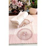 Z&N Style Annem (3.Lü Set) Çeyizlik 50X90 Cm. Kadife Doku Piliseli Dantelli El Ve Yüz Lüks Havlu Seti