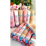 Z&N STYLE Annem Kanaviçe Çiçek Desenli Püsküllü Kadife Havlu Seti 30x50 6 Adet 50x90 6 Adet Toplam 12 Li Set