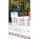 Z&N Style Çeyizlik 50X90 Cm. Kanaviçe Çiçek Desenli Püsküllü Kadife Lüks Havlu Seti 6'lı Set - 50 x 90 cm - Krem
