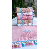 Z&N Style Çeyizlik Kanaviçe Çiçek Desenli Püsküllü Bukle Lüks Mutfak Havlu Seti 30X50 6'Lı Set