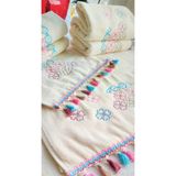 Z&N Style Çeyizlik Kanaviçe Nakışlı Püsküllü Kadife Mutfak-El Havlu Seti Karma Set (50X90 3 ADET+30X50 3 Adet) 6'lı Set - 50 x 90 cm - 30 x 50 cm - Renkli